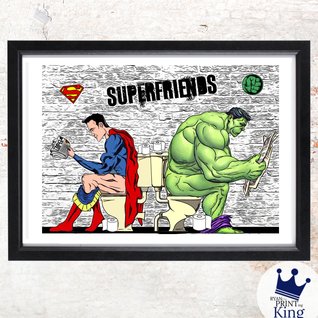 Bathroom funny Hulk and Superman on the toilet print – Ryan The Printing  King