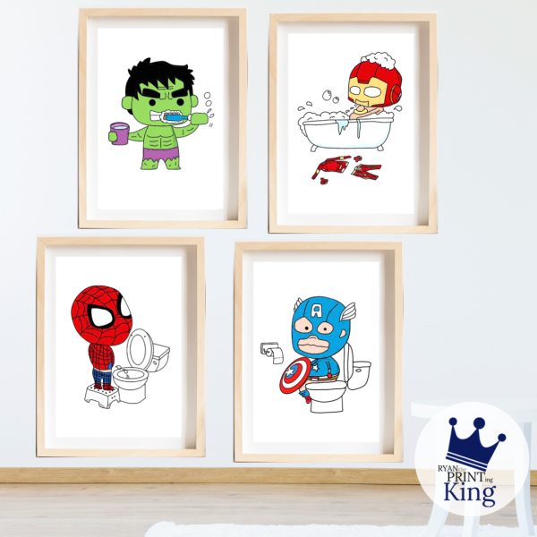 Avengers bathroom funny Marvel toilet print set – Ryan The Printing King Avengers bathroom funny Marvel toilet print set – Ryan The Printing King