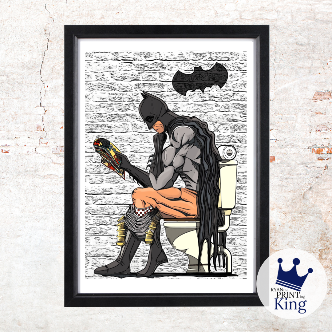 Superhero bathroom funny Batman on the toilet print – Ryan The Printing King